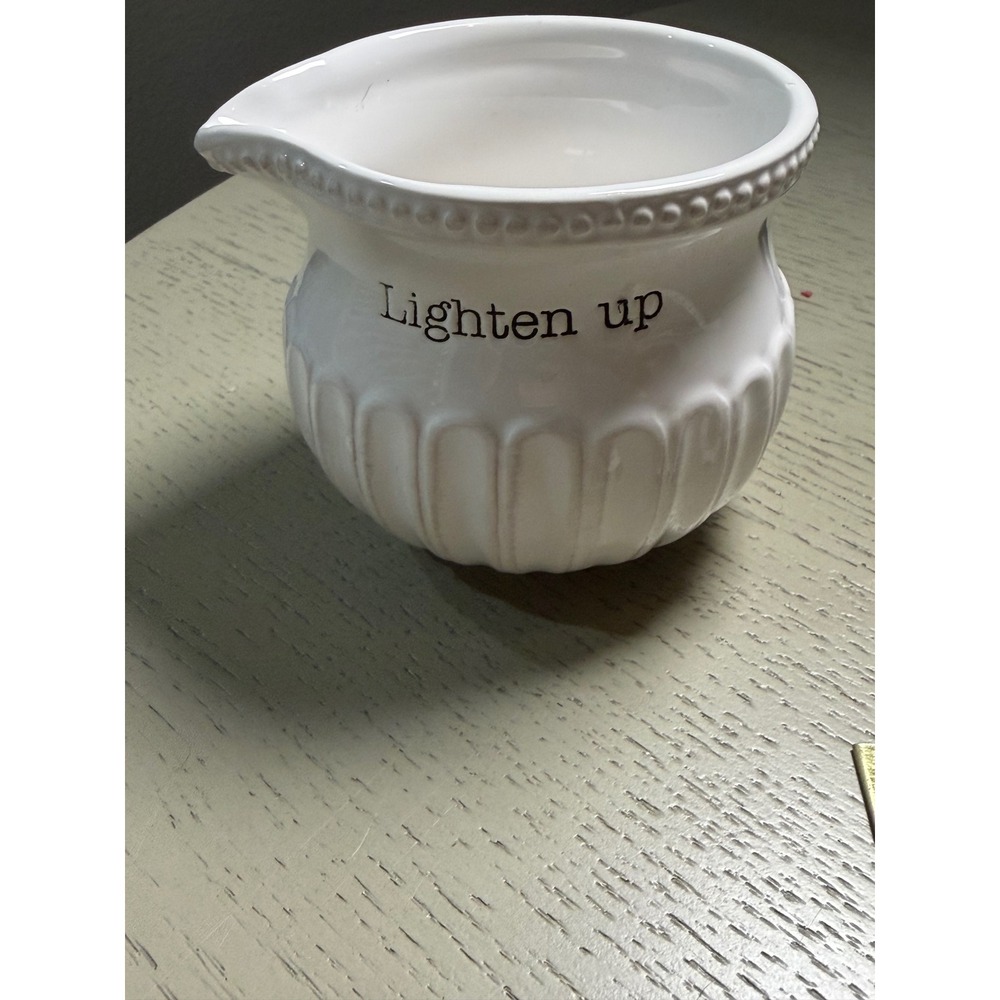 Pier 1 Imports Lighten Up White Ceramic Mini Creamer Pitcher Beaded Fluted